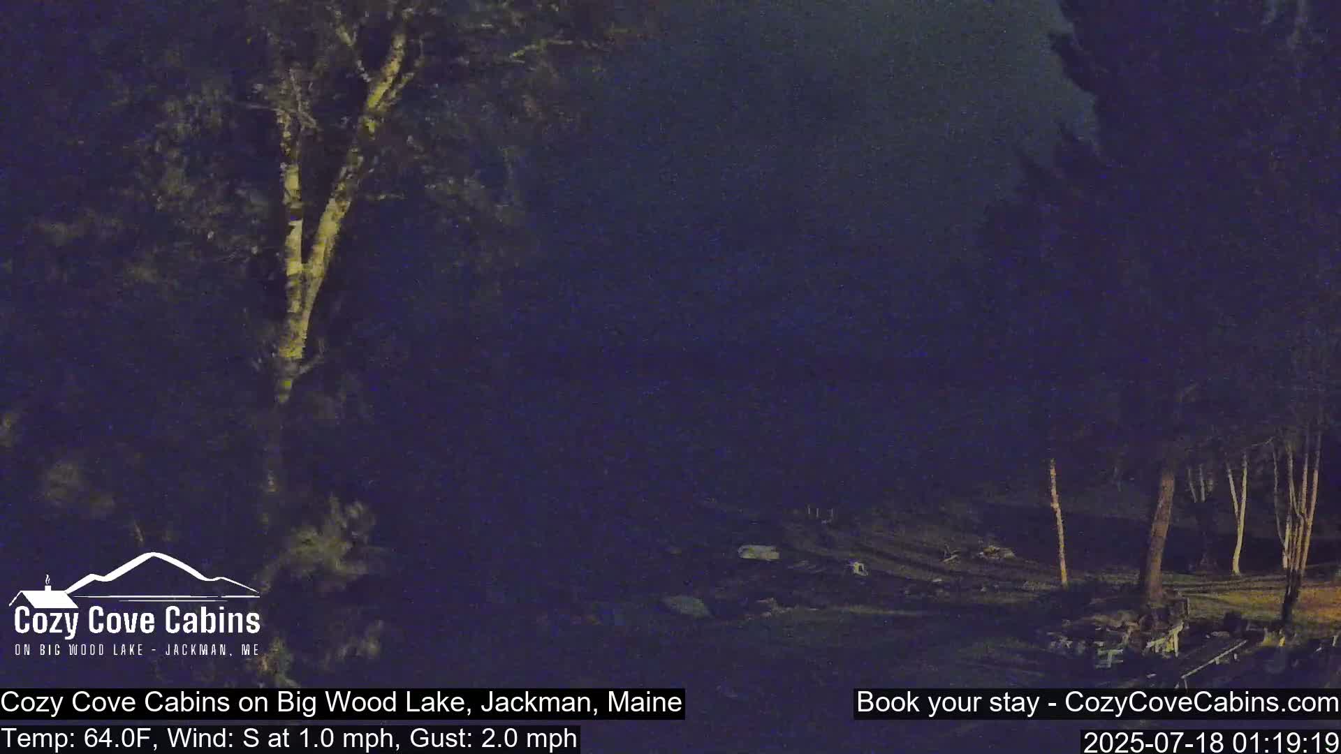 Cozy Cove Cabins, Wood Pond Live Cam - Jackman, Maine,  USA
