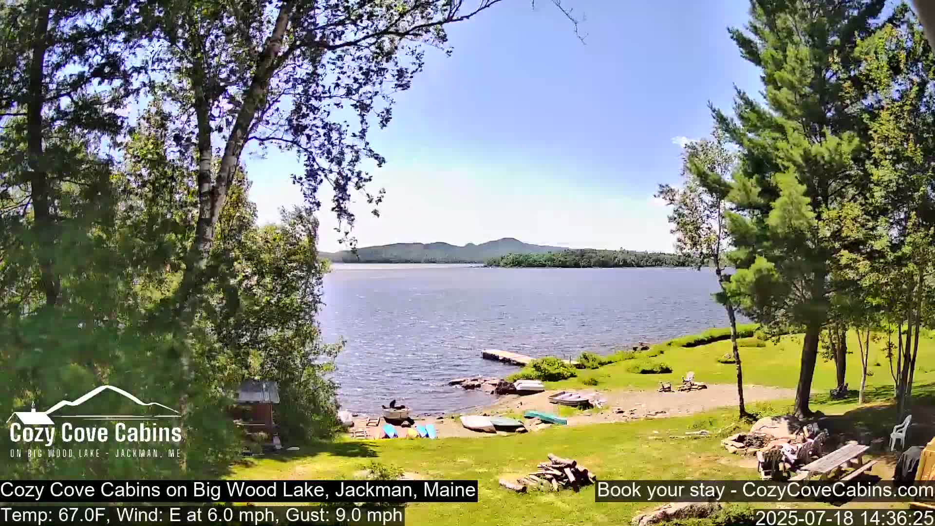 Cozy Cove Cabins, Wood Pond Live Cam - Jackman, Maine,  USA