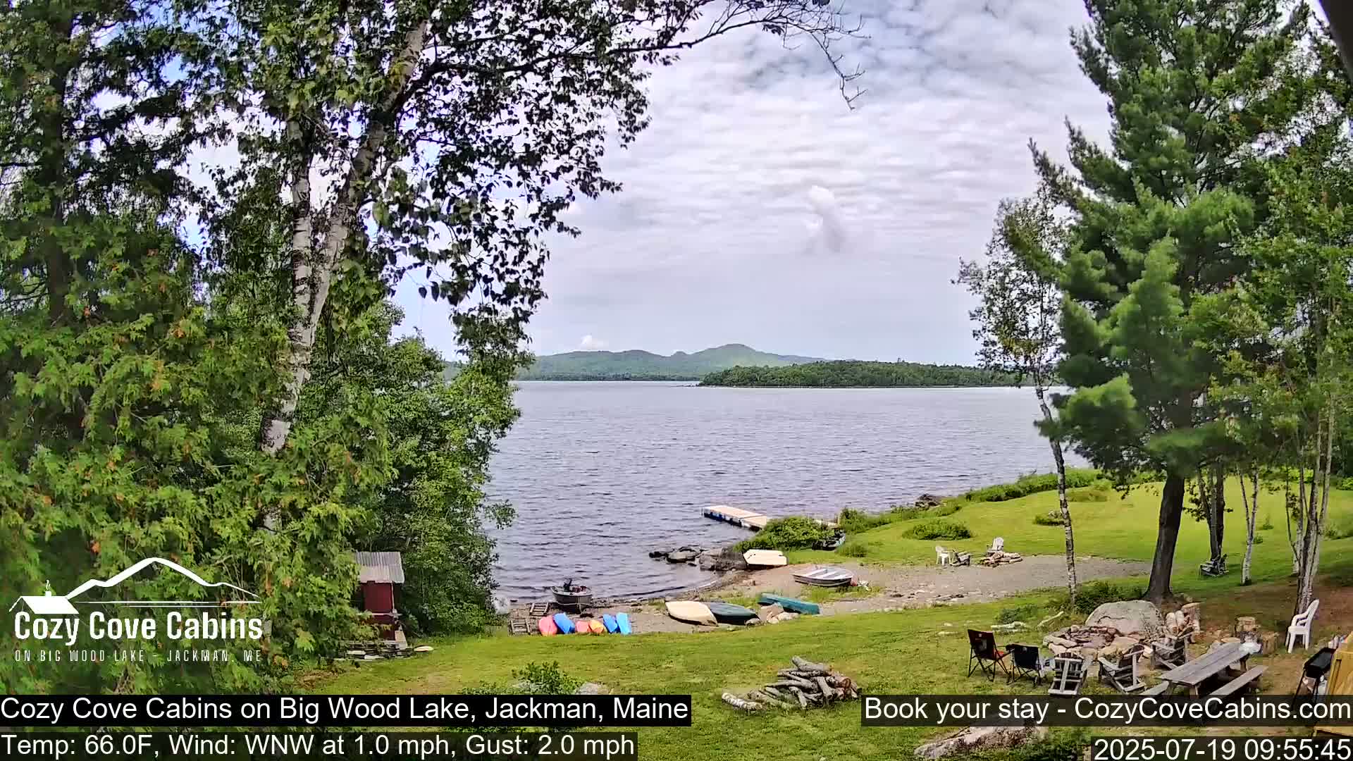 Cozy Cove Cabins, Wood Pond Live Cam - Jackman, Maine,  USA