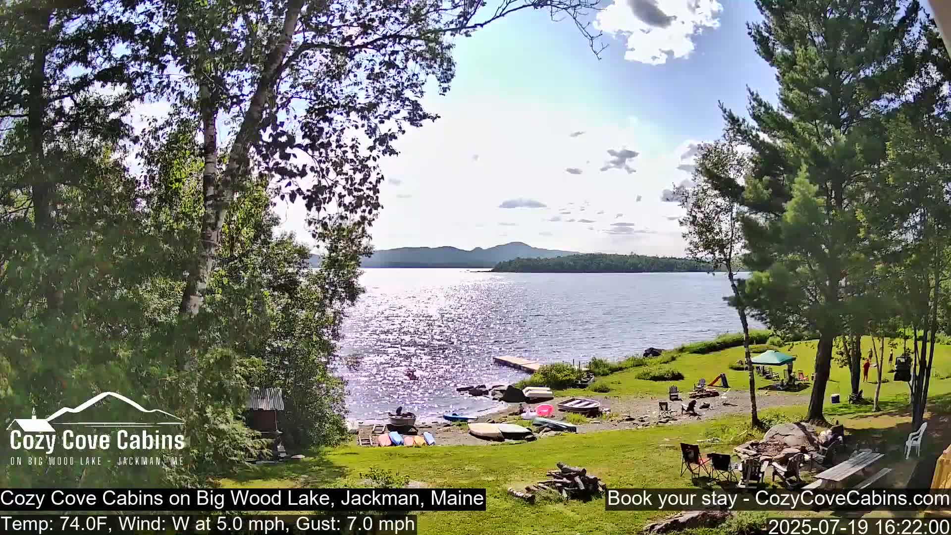 Cozy Cove Cabins, Wood Pond Live Cam - Jackman, Maine,  USA