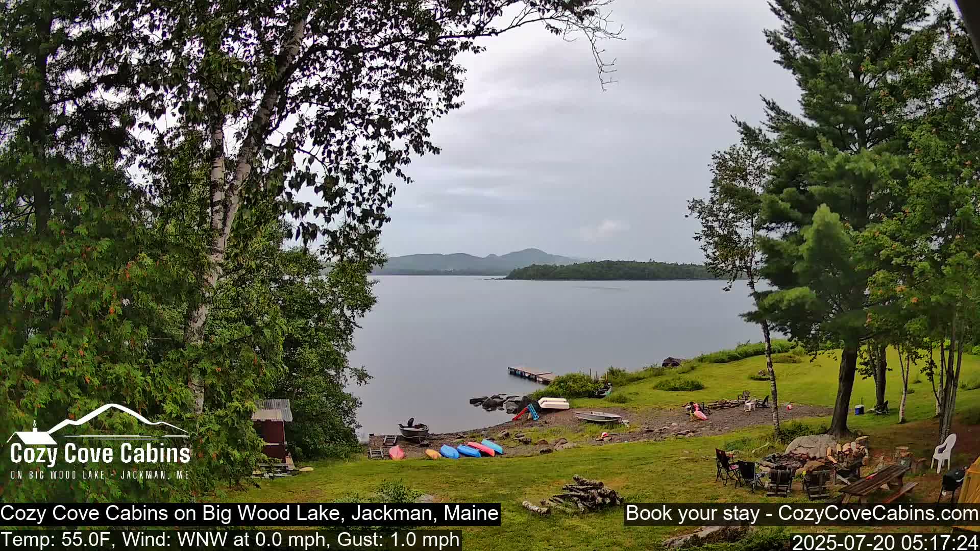 Cozy Cove Cabins, Wood Pond Live Cam - Jackman, Maine,  USA