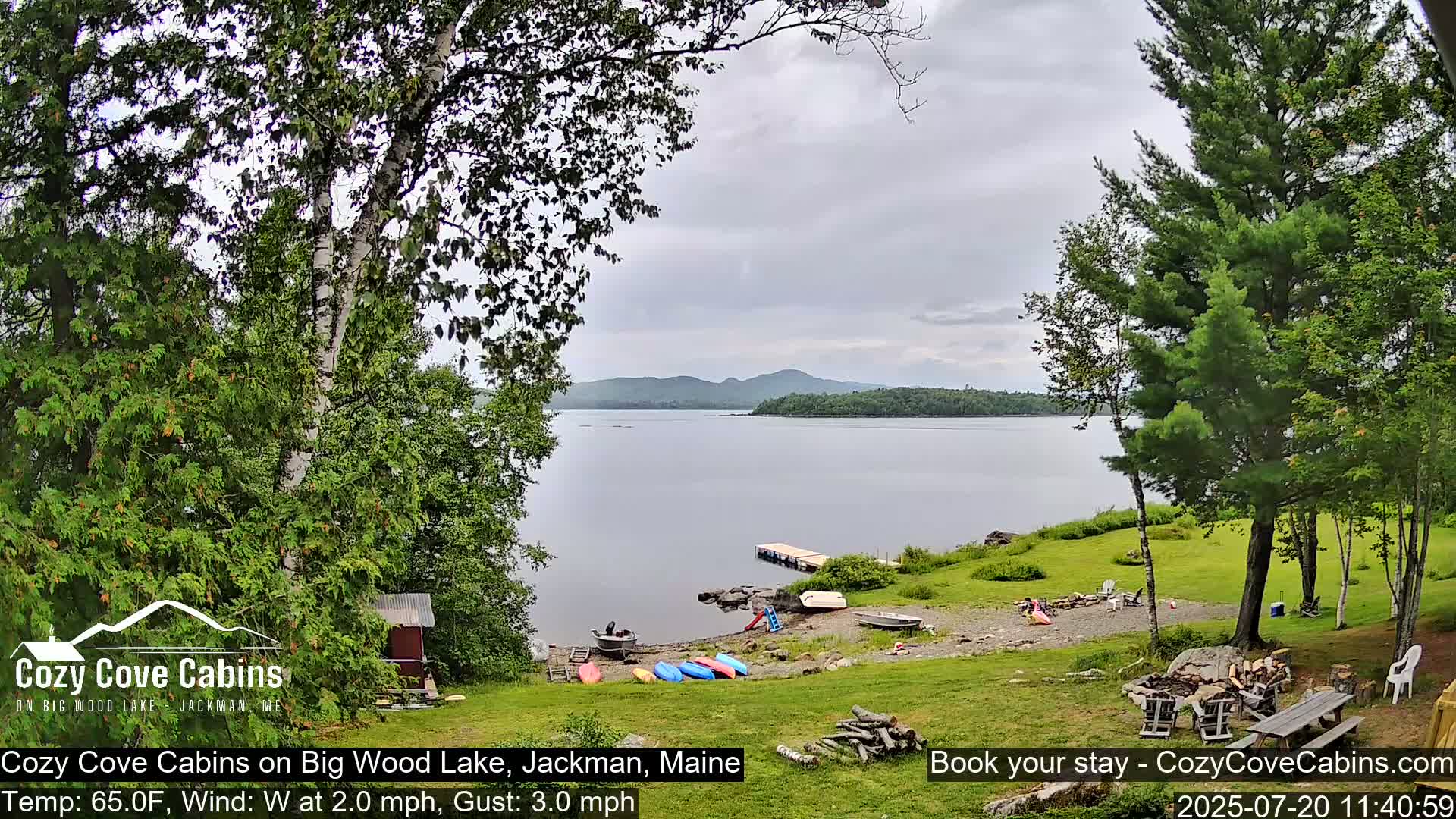 Cozy Cove Cabins, Wood Pond Live Cam - Jackman, Maine,  USA