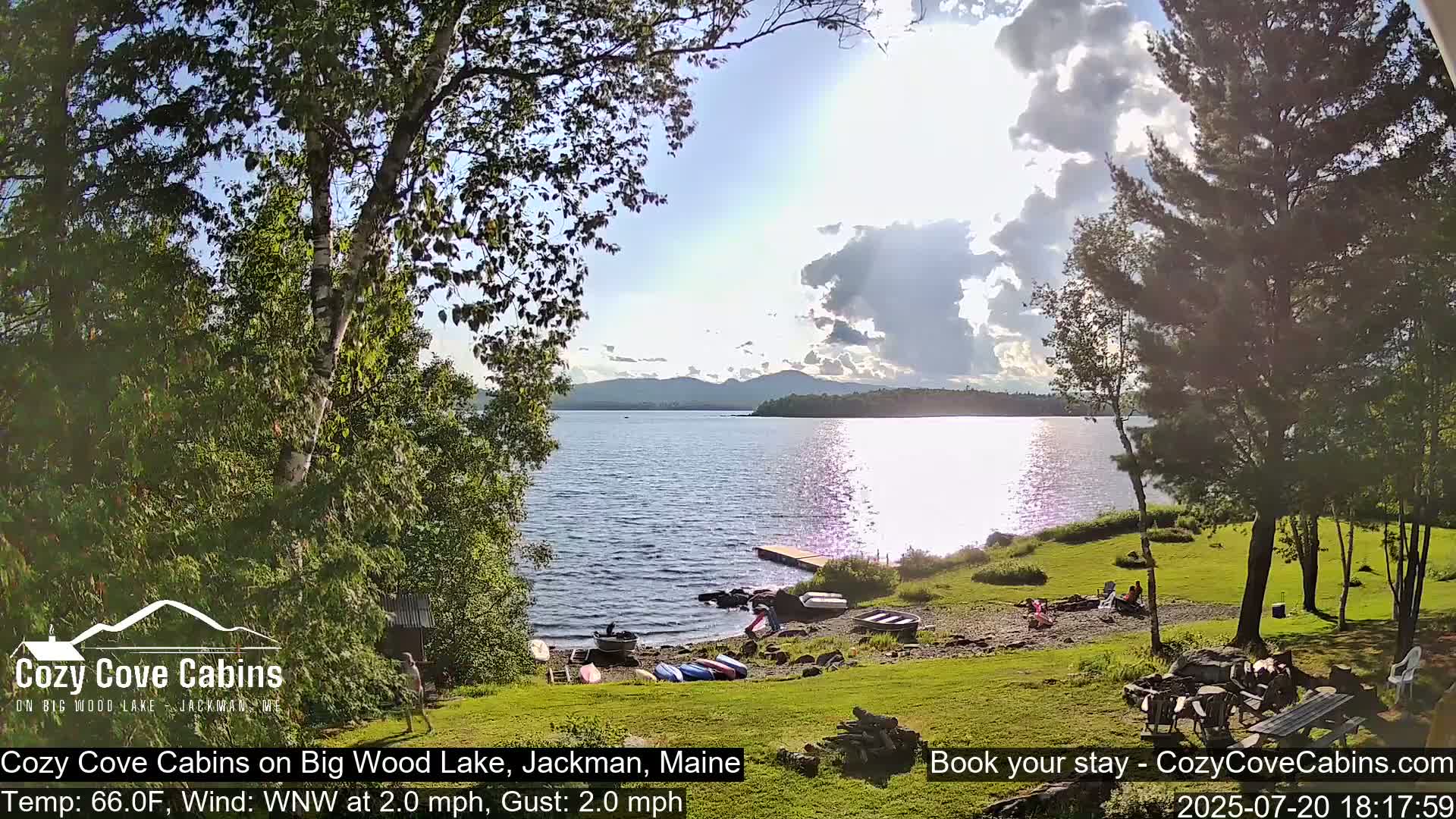 Cozy Cove Cabins, Wood Pond Live Cam - Jackman, Maine,  USA