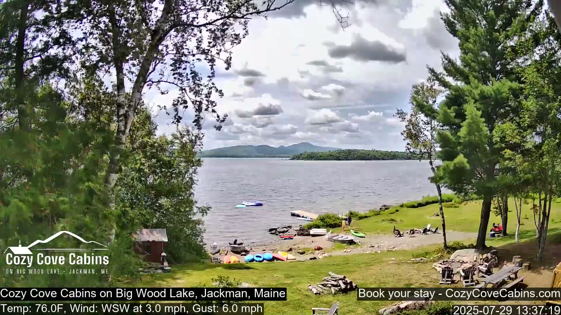 Cozy Cove Cabins, Wood Pond Live Cam - Jackman, Maine,  USA