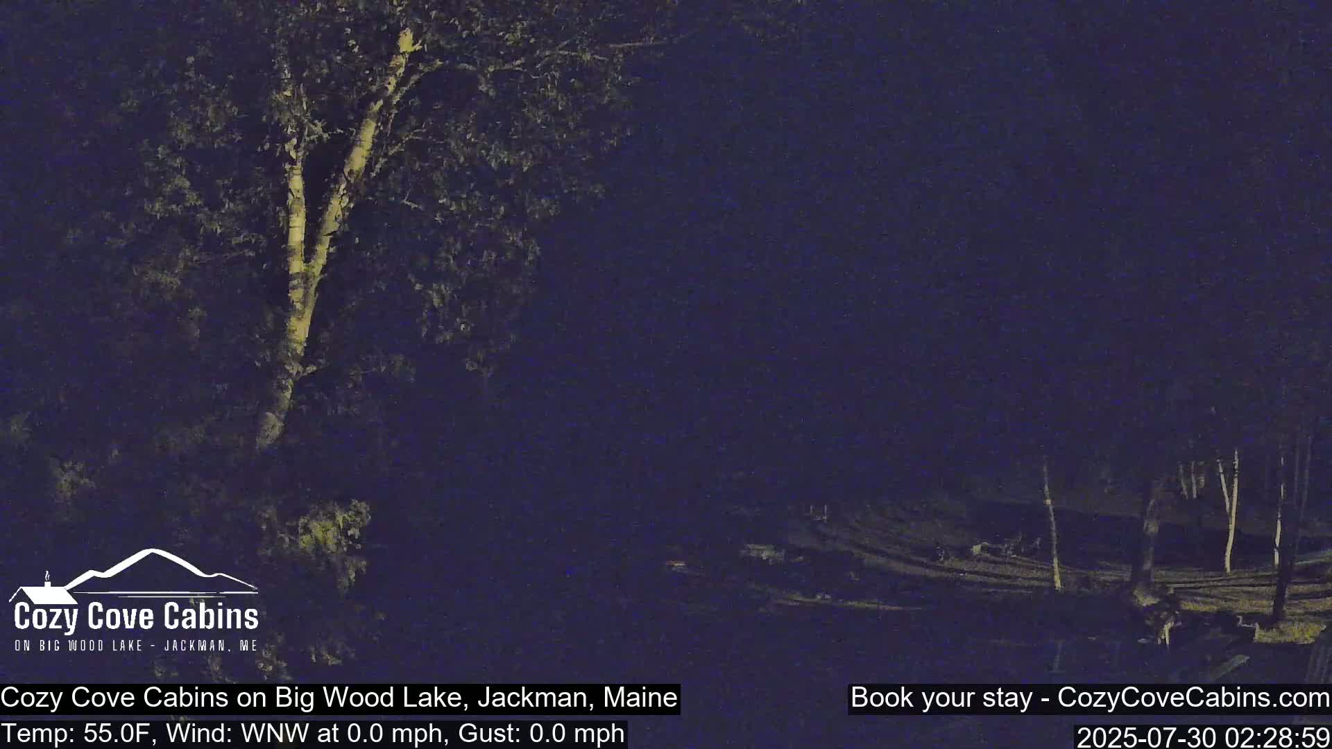 Cozy Cove Cabins, Wood Pond Live Cam - Jackman, Maine,  USA