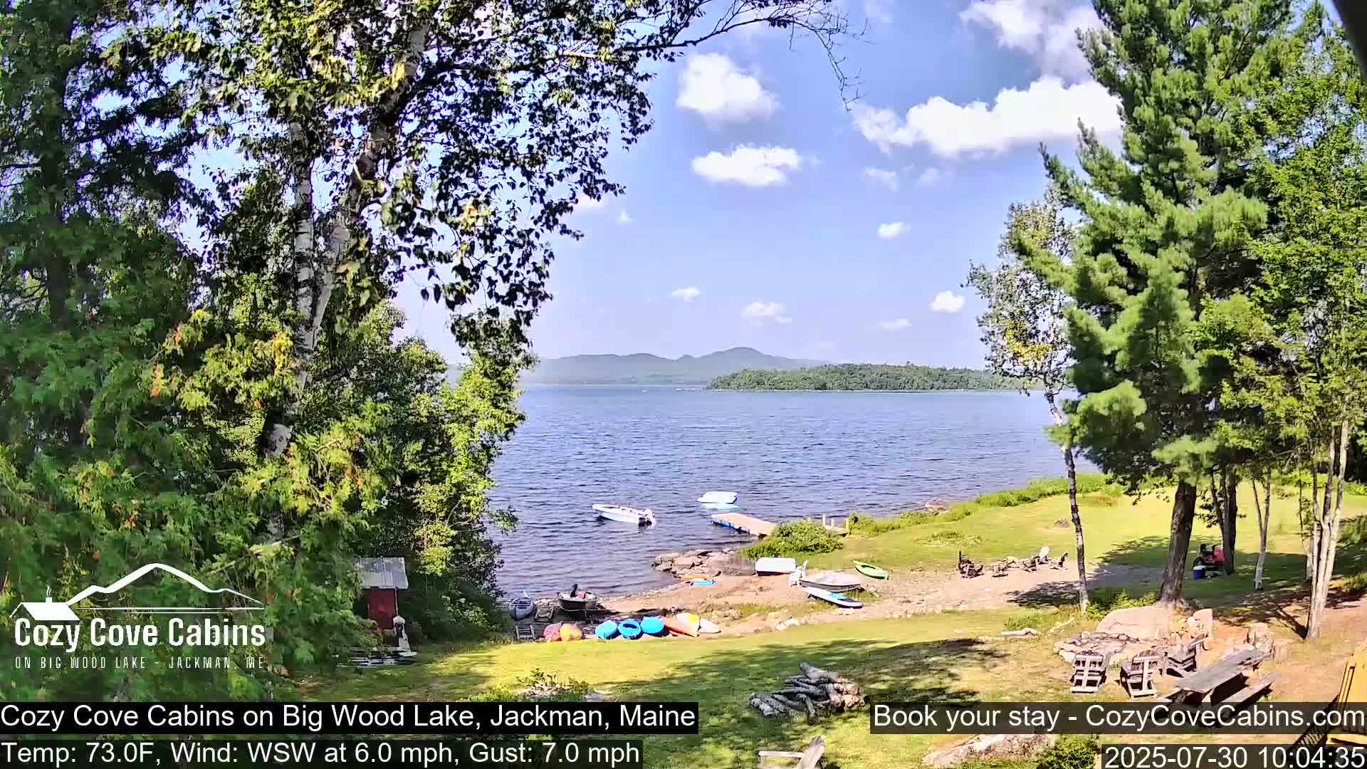 Cozy Cove Cabins, Wood Pond Live Cam - Jackman, Maine,  USA