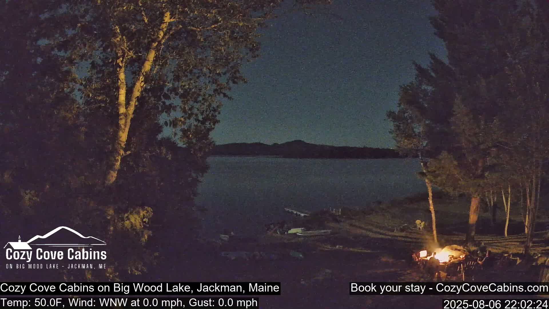 Cozy Cove Cabins, Wood Pond Live Cam - Jackman, Maine,  USA