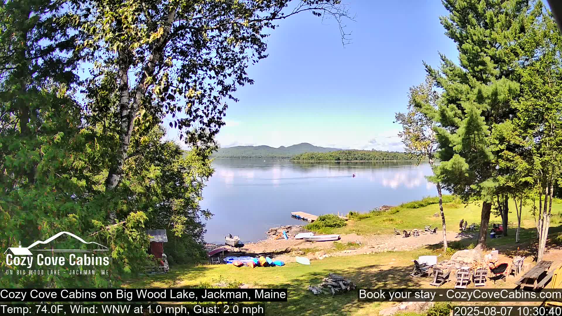 Cozy Cove Cabins, Wood Pond Live Cam - Jackman, Maine,  USA