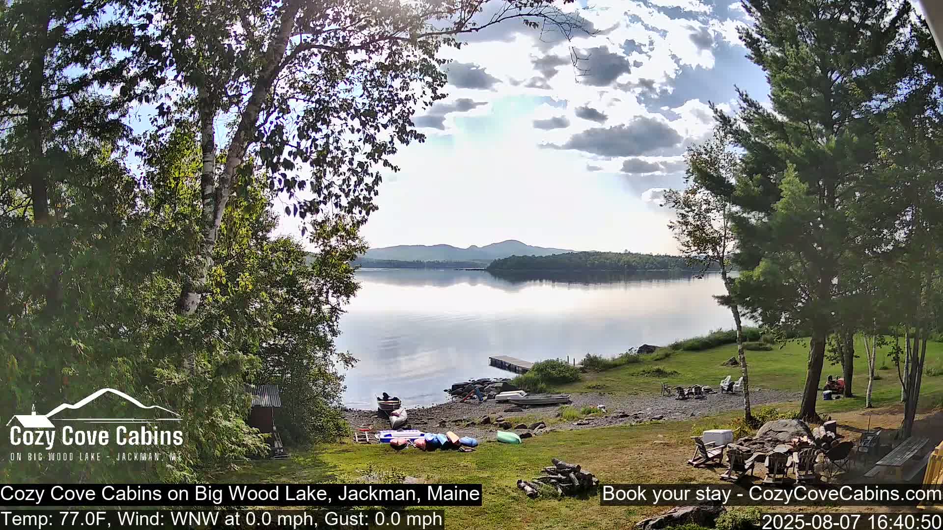 Cozy Cove Cabins, Wood Pond Live Cam - Jackman, Maine,  USA