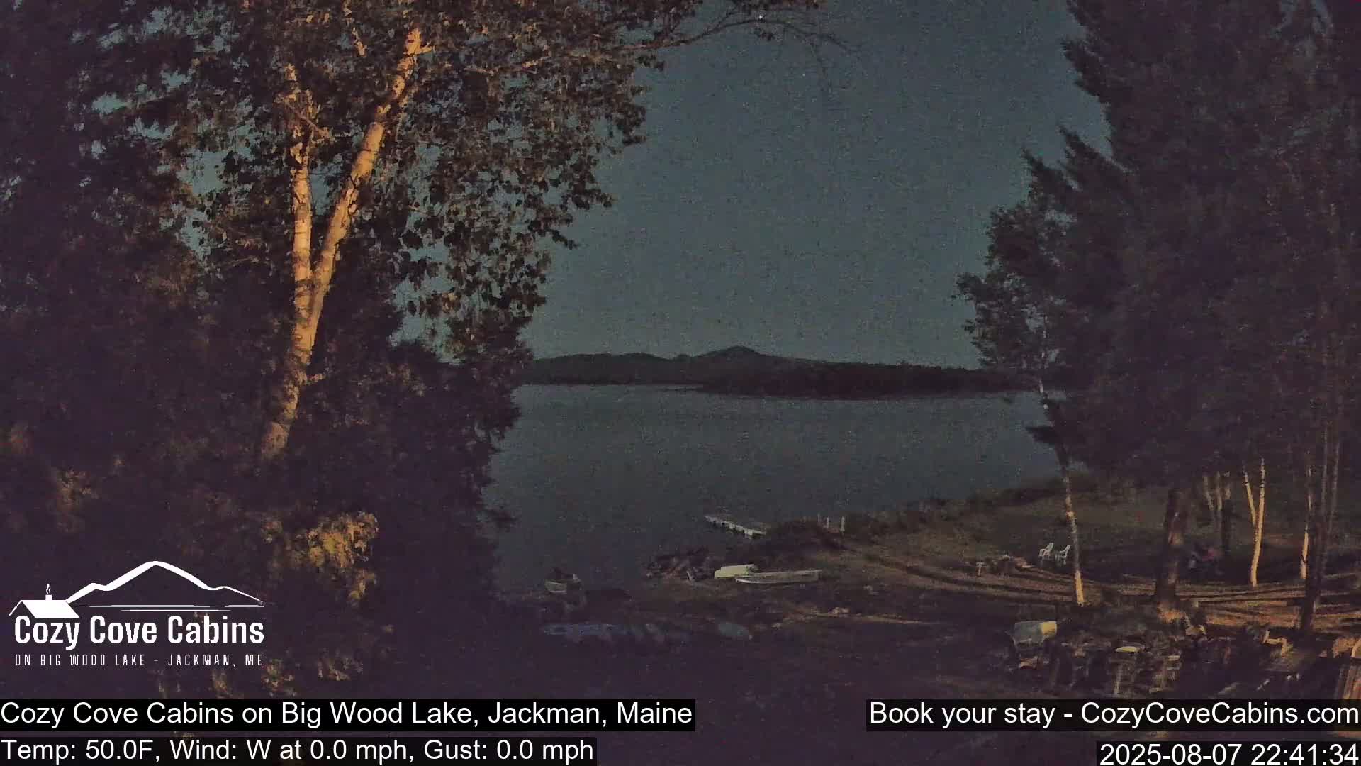 Cozy Cove Cabins, Wood Pond Live Cam - Jackman, Maine,  USA