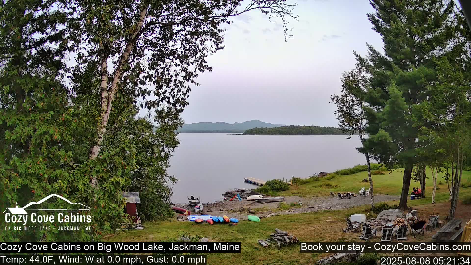 Cozy Cove Cabins, Wood Pond Live Cam - Jackman, Maine,  USA