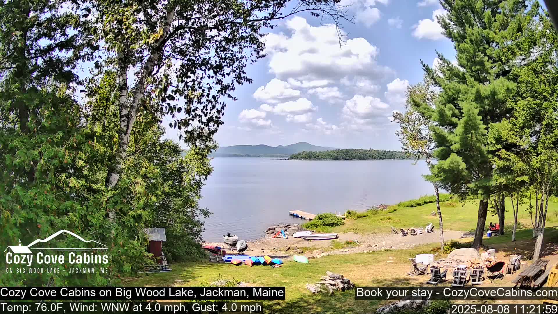 Cozy Cove Cabins, Wood Pond Live Cam - Jackman, Maine,  USA