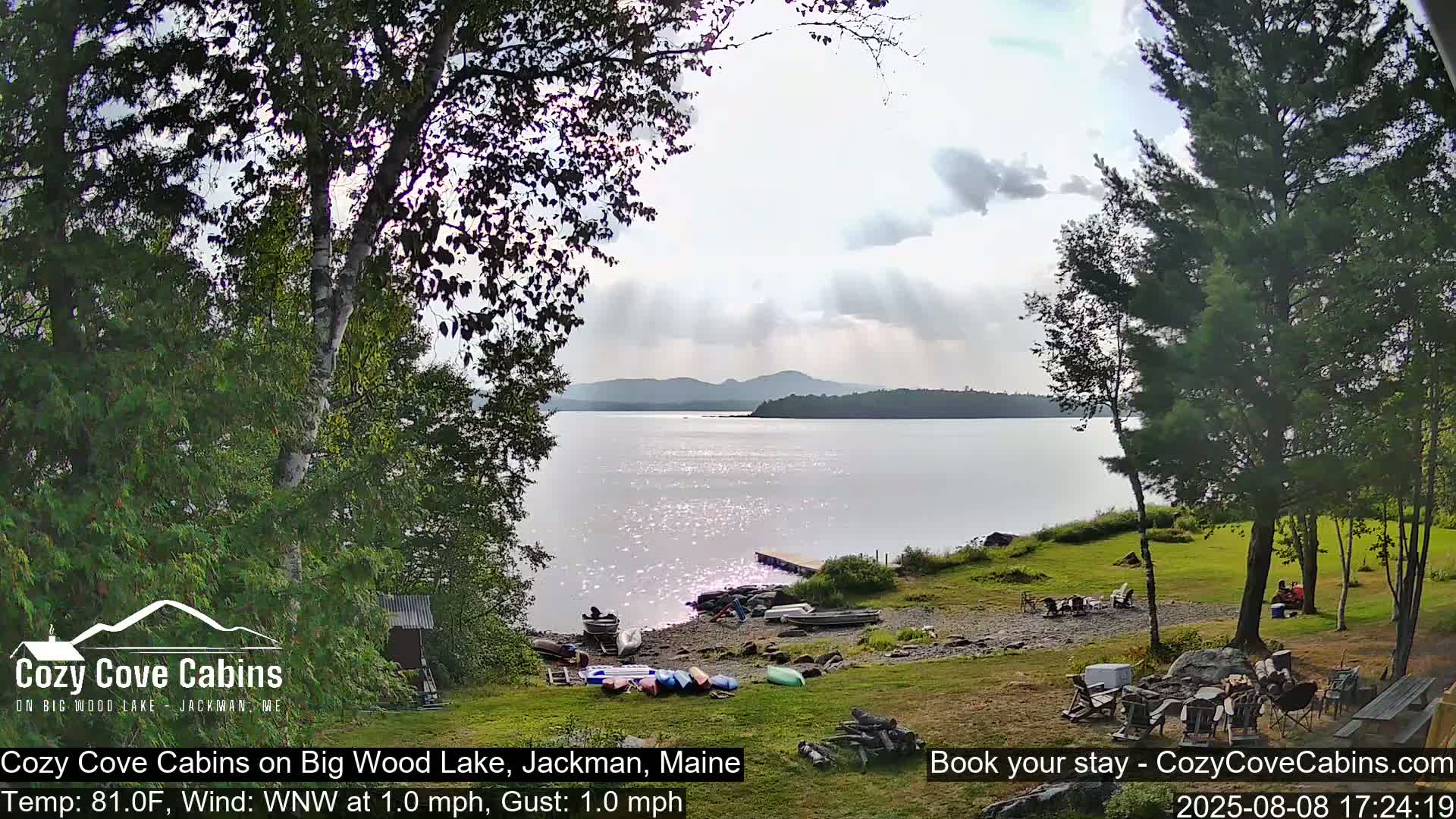Cozy Cove Cabins, Wood Pond Live Cam - Jackman, Maine,  USA