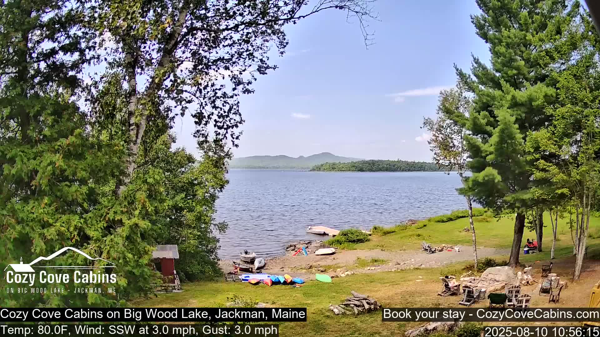 Cozy Cove Cabins, Wood Pond Live Cam - Jackman, Maine,  USA