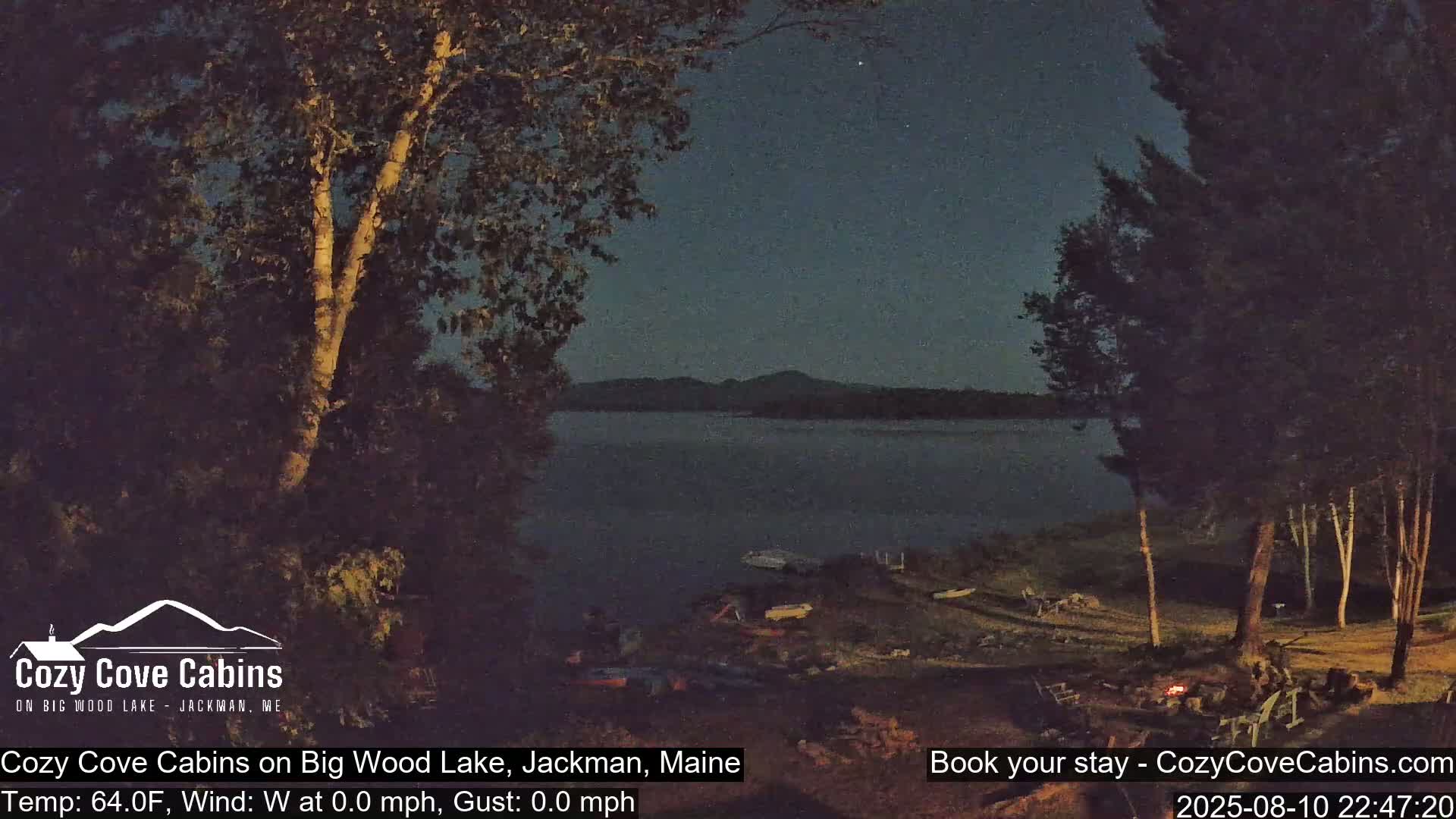 Cozy Cove Cabins, Wood Pond Live Cam - Jackman, Maine,  USA