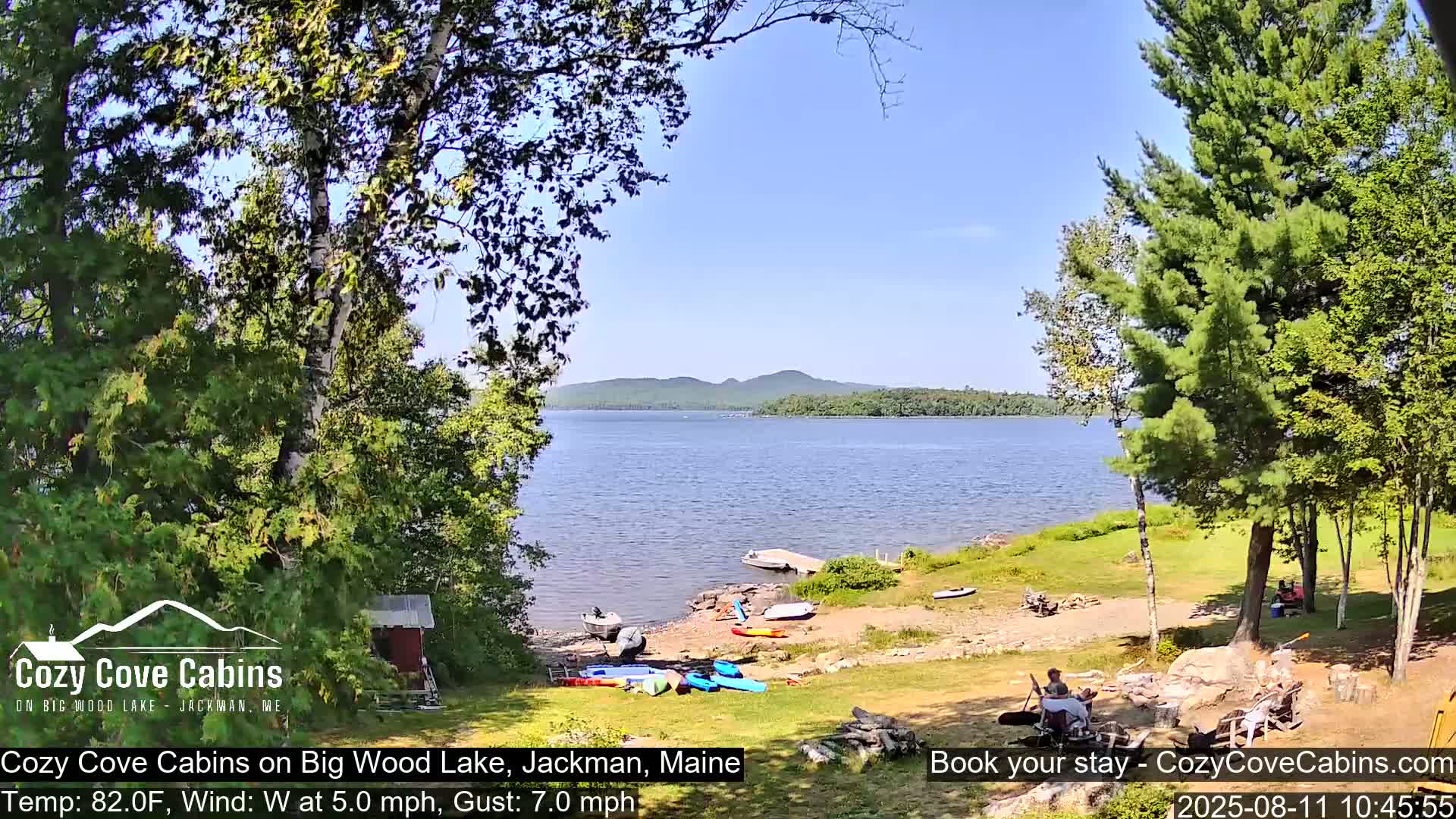 Cozy Cove Cabins, Wood Pond Live Cam - Jackman, Maine,  USA