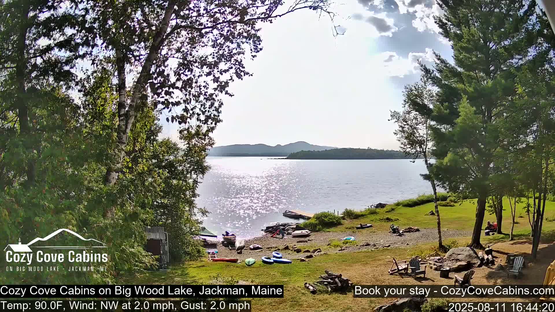 Cozy Cove Cabins, Wood Pond Live Cam - Jackman, Maine,  USA