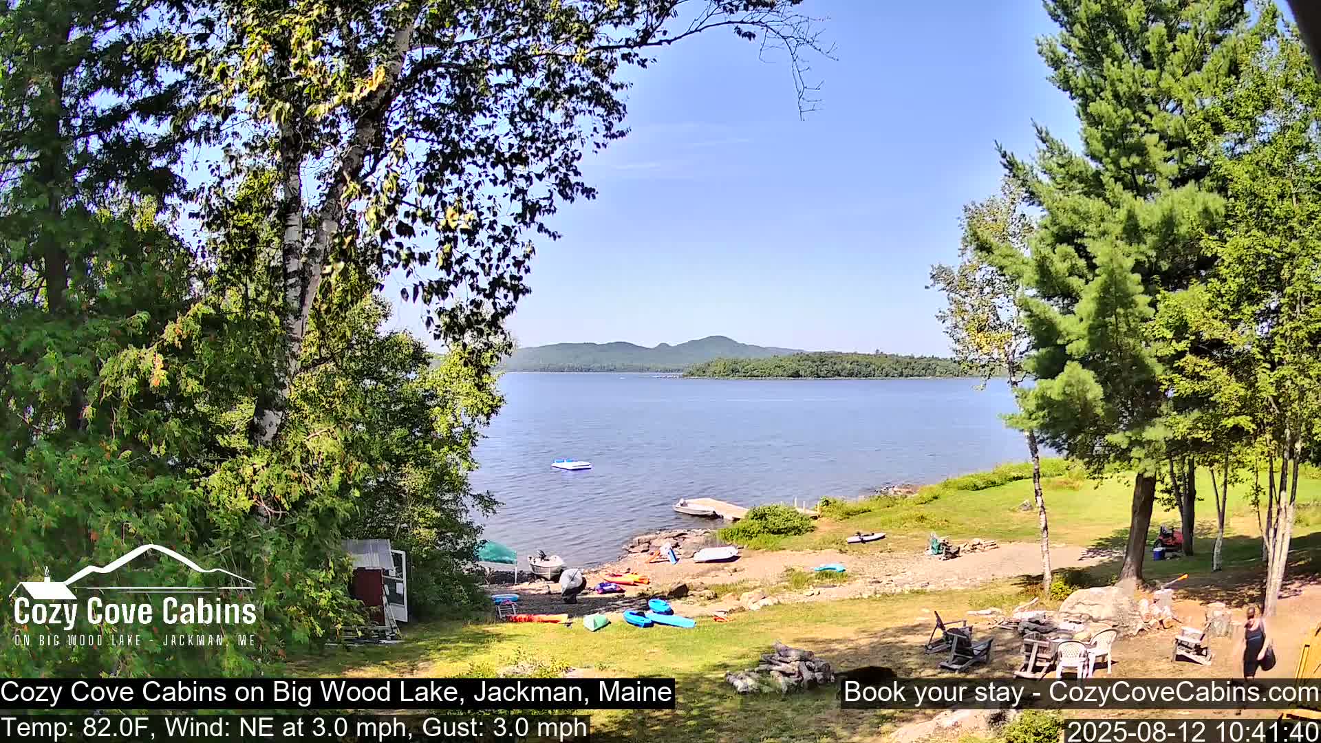 Cozy Cove Cabins, Wood Pond Live Cam - Jackman, Maine,  USA