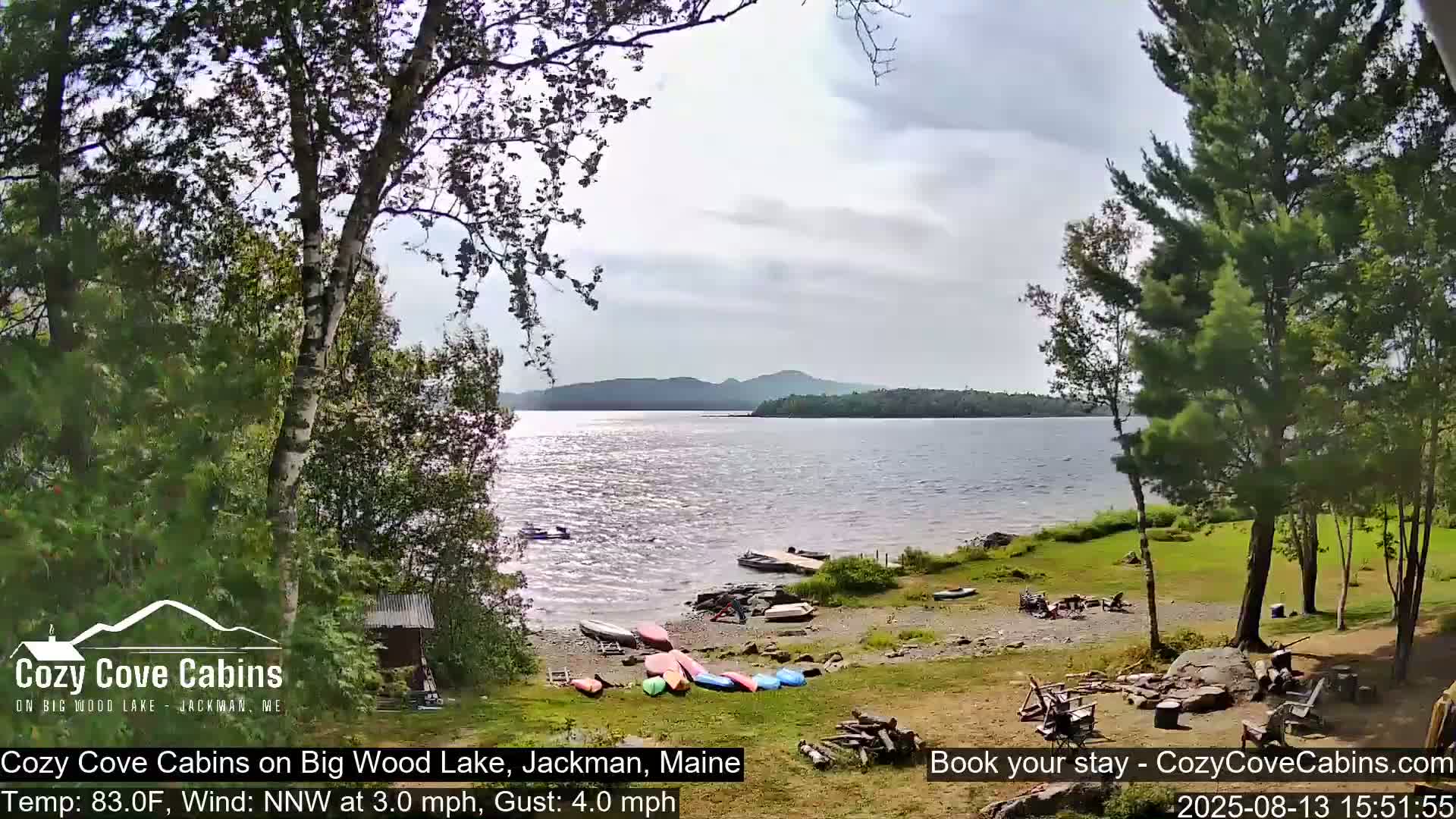Cozy Cove Cabins, Wood Pond Live Cam - Jackman, Maine,  USA