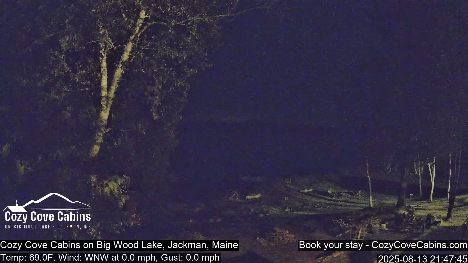 Cozy Cove Cabins, Wood Pond Live Cam - Jackman, Maine,  USA