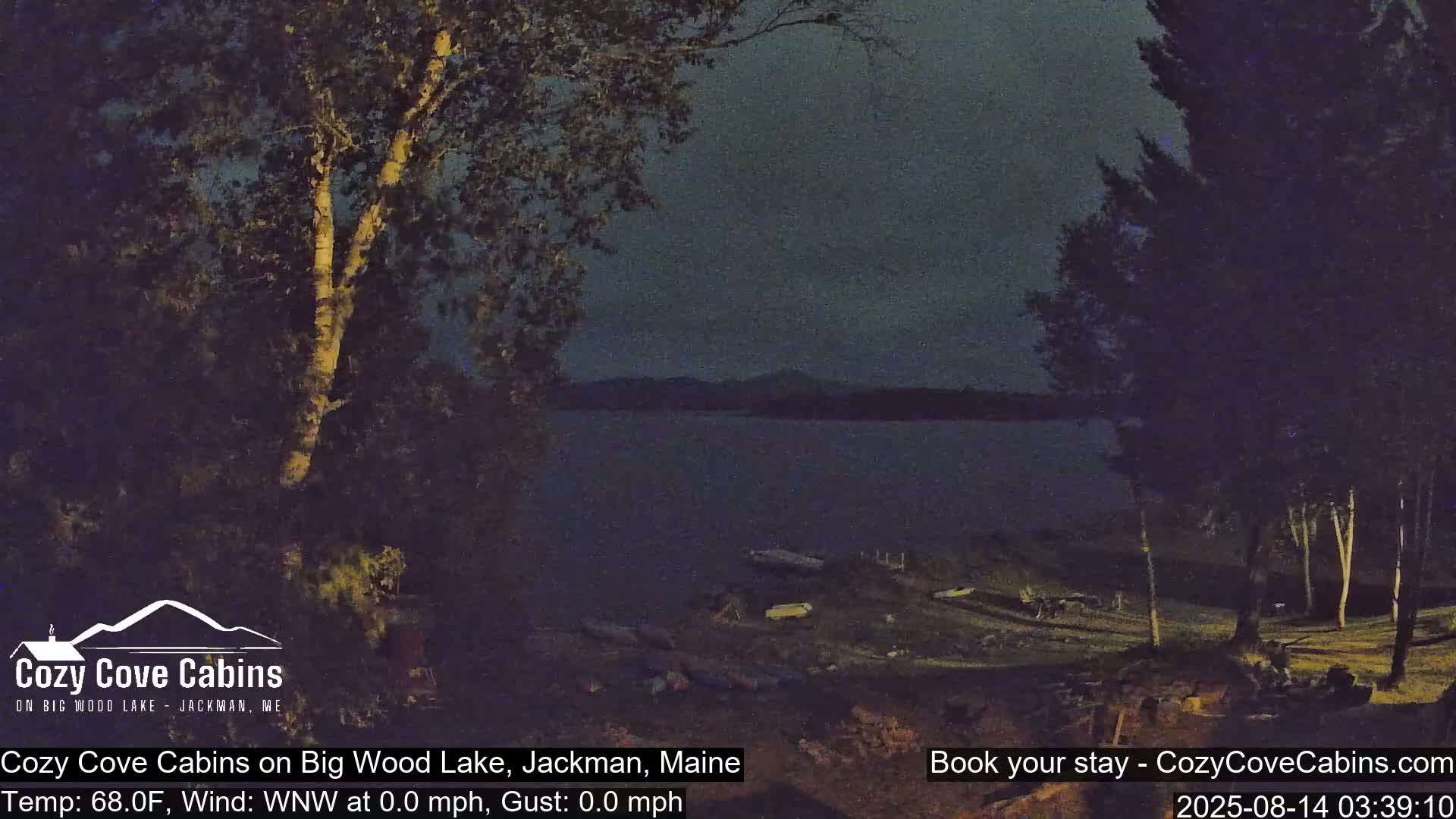 Cozy Cove Cabins, Wood Pond Live Cam - Jackman, Maine,  USA