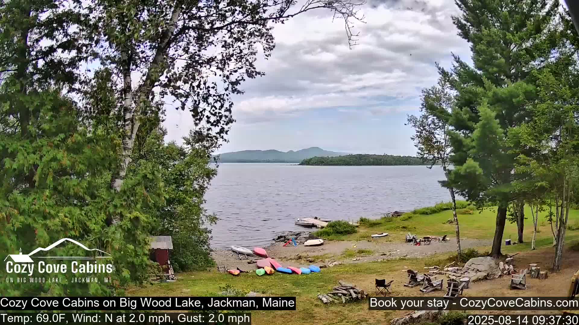 Cozy Cove Cabins, Wood Pond Live Cam - Jackman, Maine,  USA