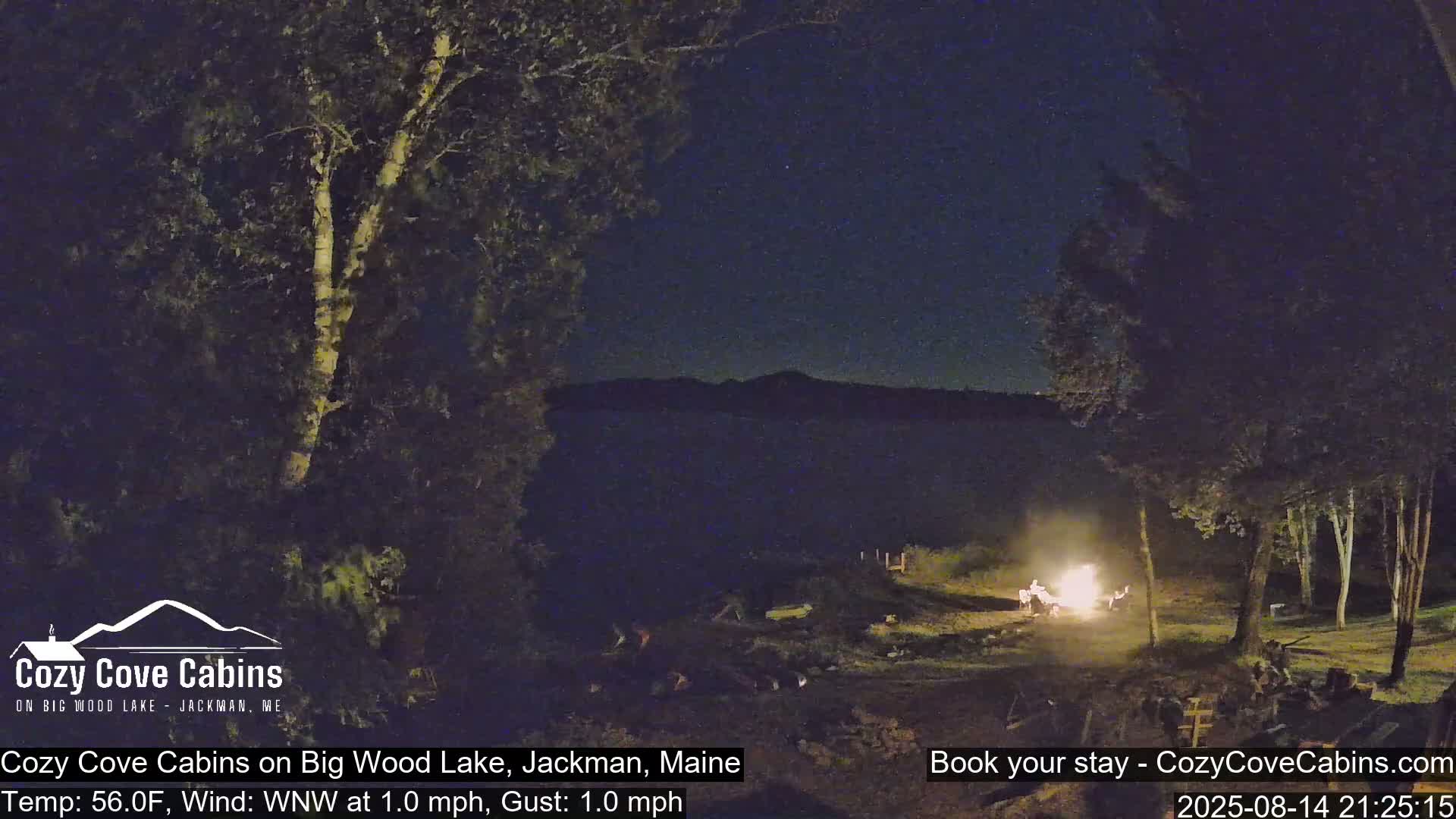 Cozy Cove Cabins, Wood Pond Live Cam - Jackman, Maine,  USA