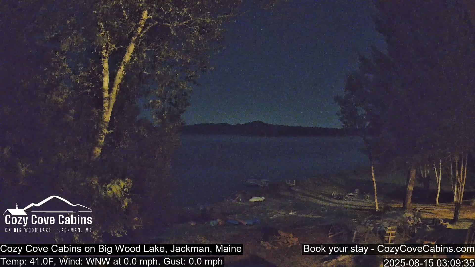 Cozy Cove Cabins, Wood Pond Live Cam - Jackman, Maine,  USA