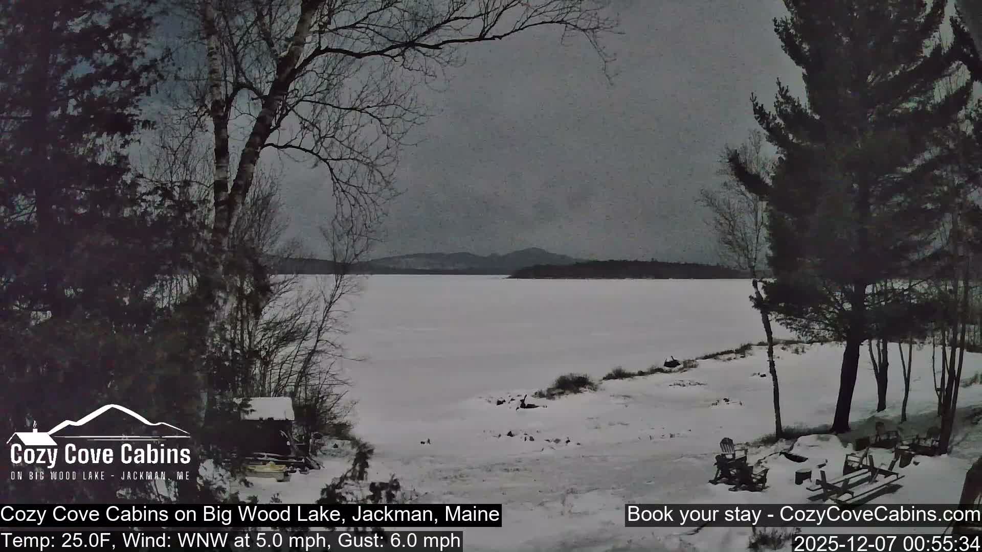 Cozy Cove Cabins, Wood Pond Live Cam - Jackman, Maine,  USA