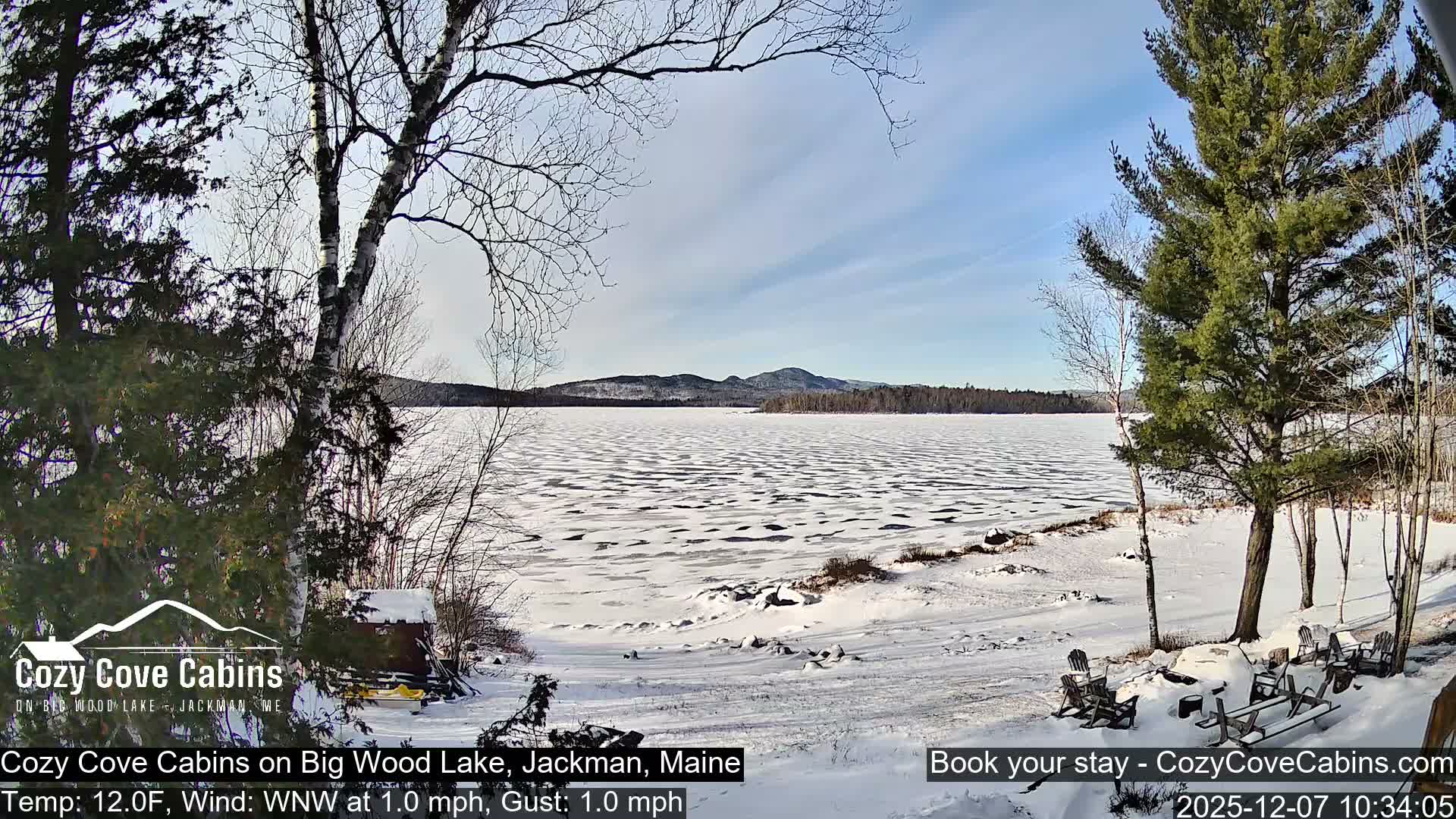 Cozy Cove Cabins, Wood Pond Live Cam - Jackman, Maine,  USA