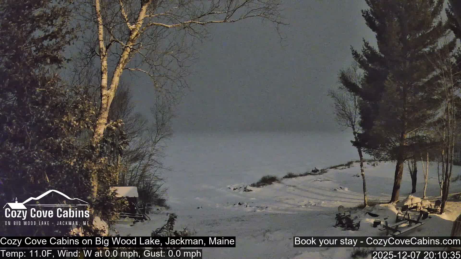 Cozy Cove Cabins, Wood Pond Live Cam - Jackman, Maine,  USA