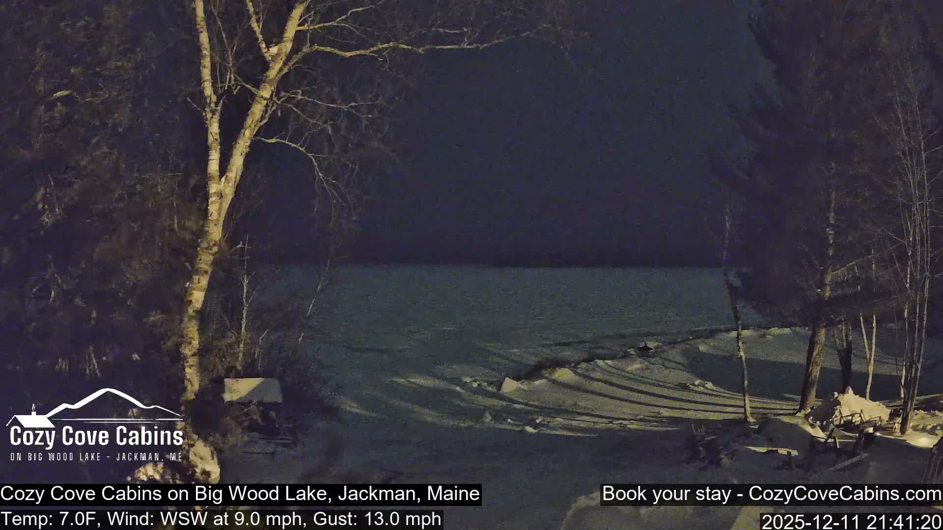 Cozy Cove Cabins, Wood Pond Live Cam - Jackman, Maine,  USA