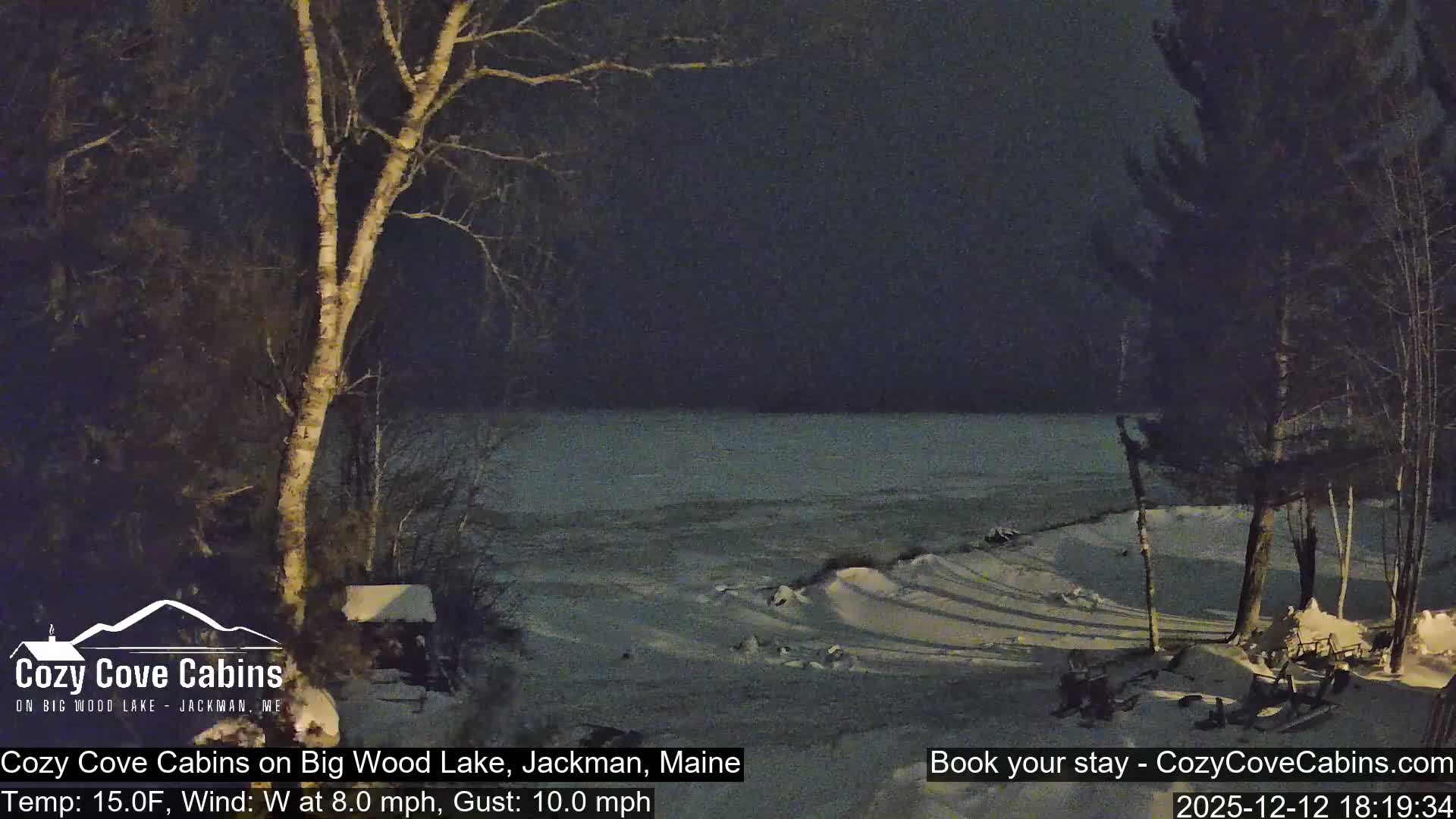 Cozy Cove Cabins, Wood Pond Live Cam - Jackman, Maine,  USA
