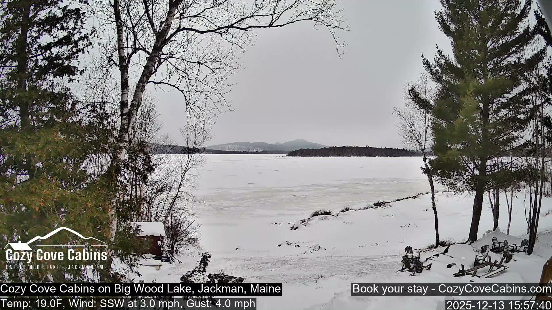 Cozy Cove Cabins, Wood Pond Live Cam - Jackman, Maine,  USA