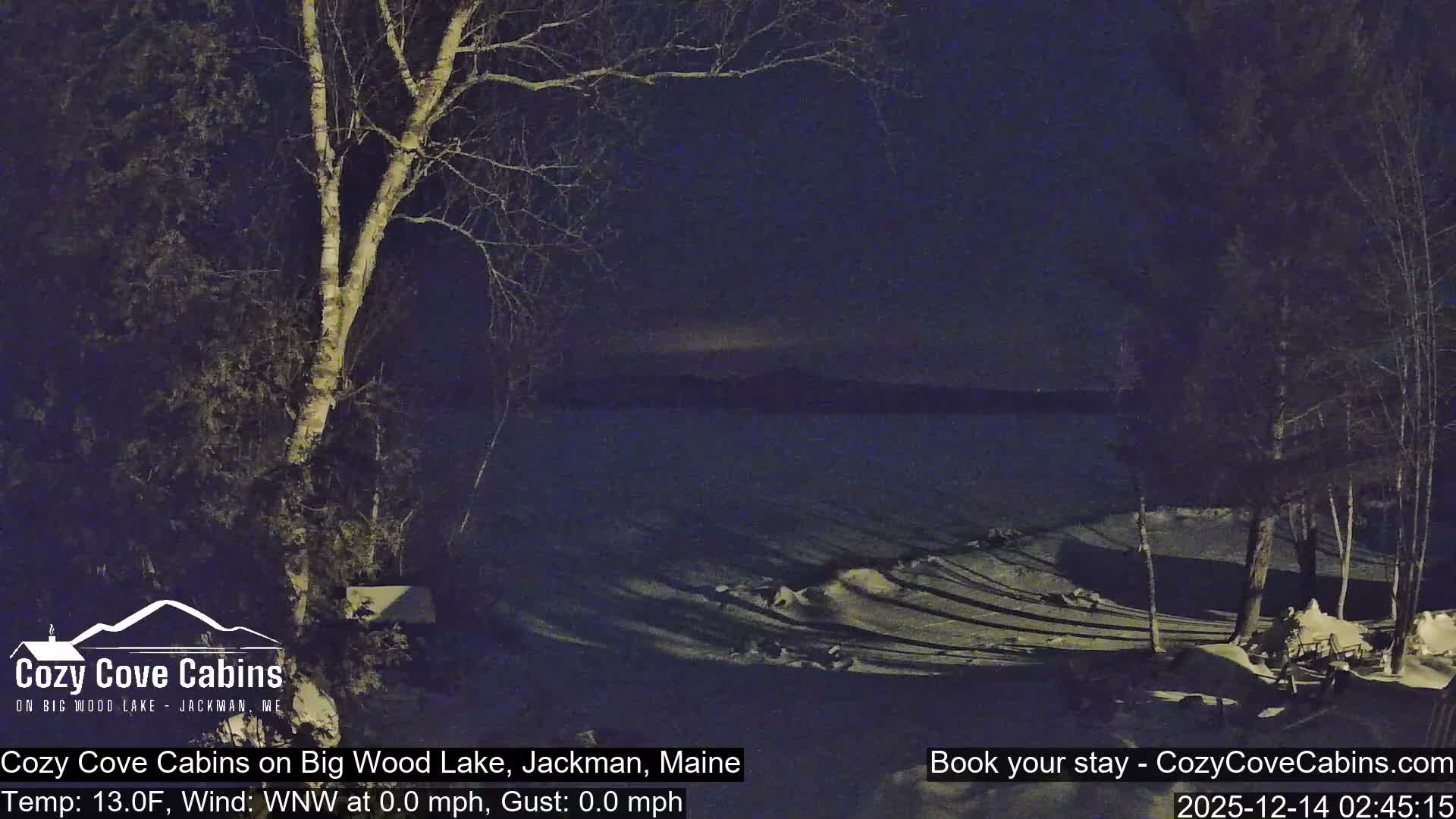 Cozy Cove Cabins, Wood Pond Live Cam - Jackman, Maine,  USA