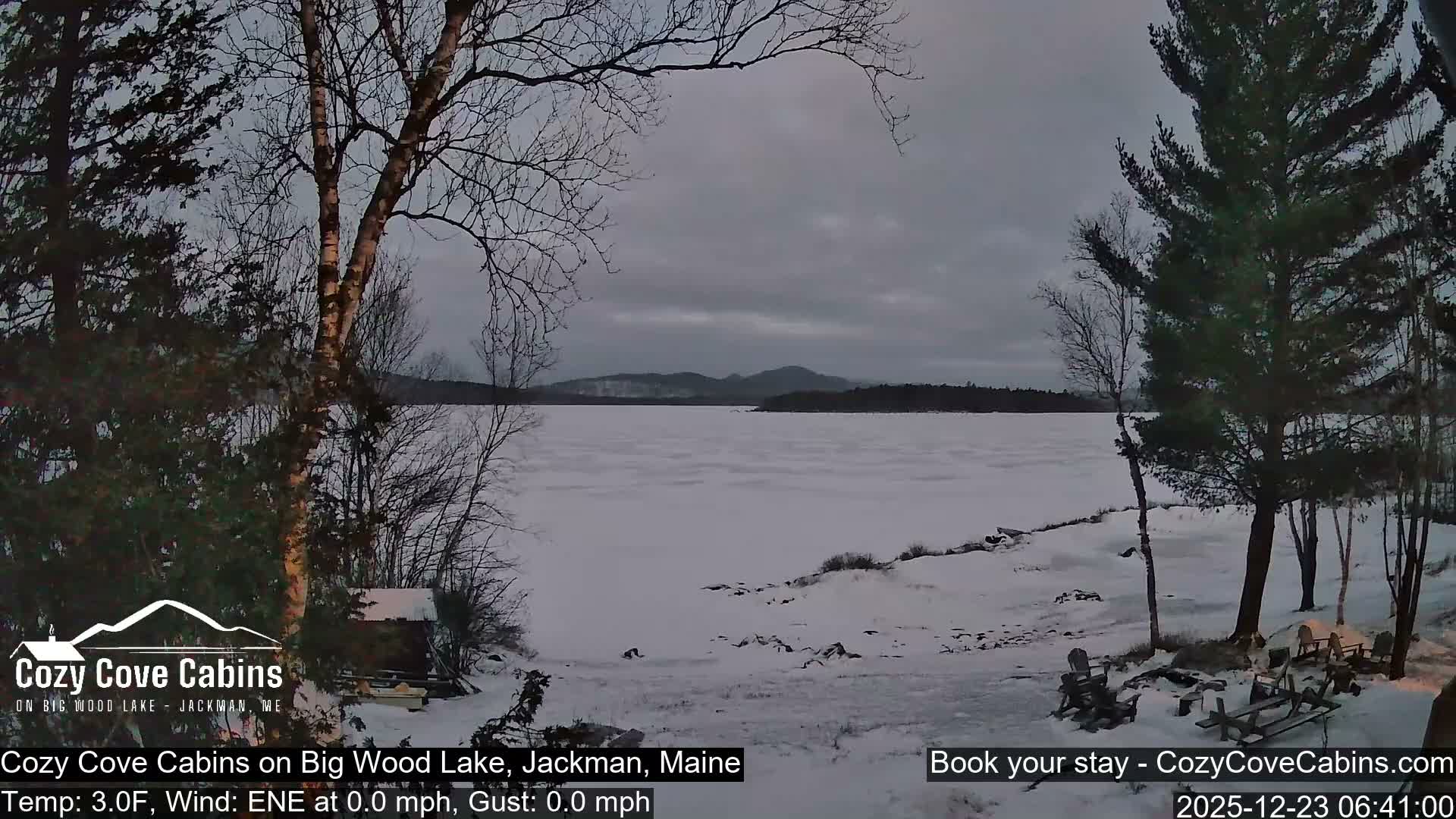 Cozy Cove Cabins, Wood Pond Live Cam - Jackman, Maine,  USA