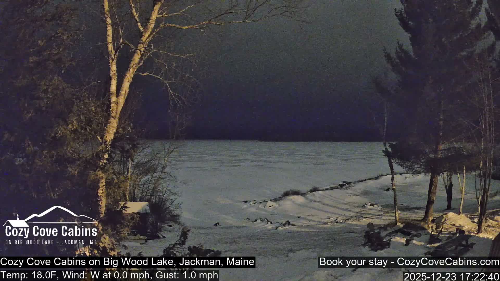 Cozy Cove Cabins, Wood Pond Live Cam - Jackman, Maine,  USA