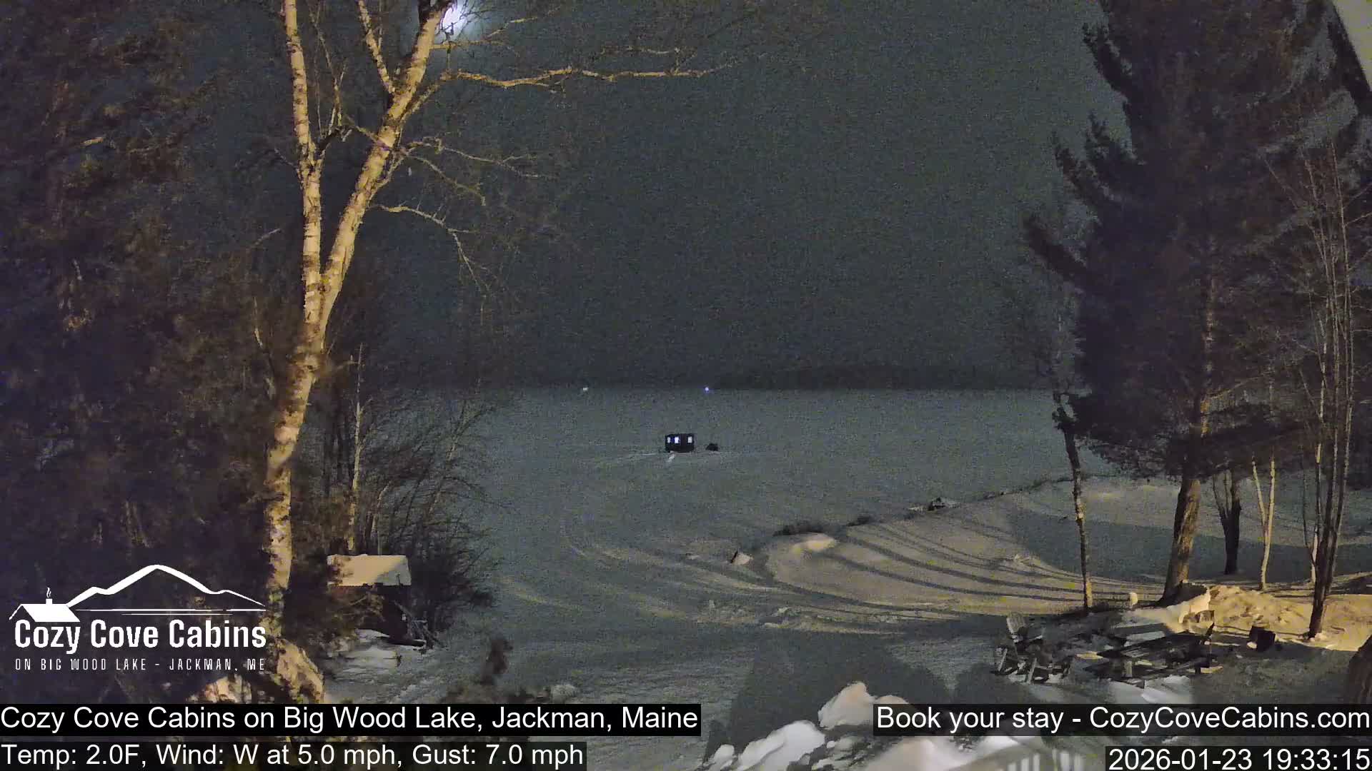 Cozy Cove Cabins, Wood Pond Live Cam - Jackman, Maine,  USA