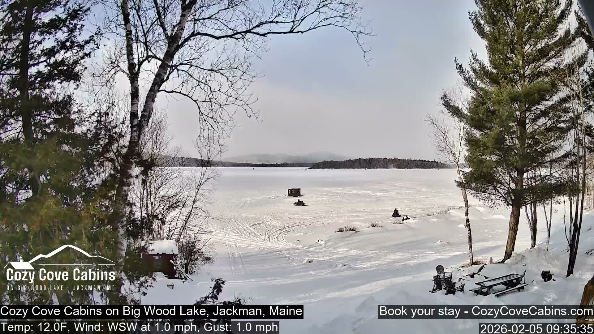 Cozy Cove Cabins, Wood Pond Live Cam - Jackman, Maine,  USA