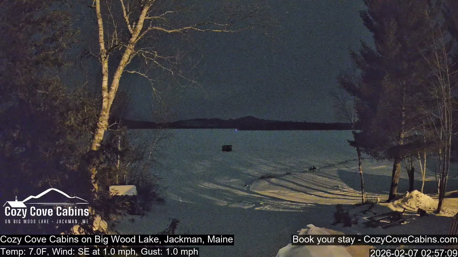 Cozy Cove Cabins, Wood Pond Live Cam - Jackman, Maine,  USA