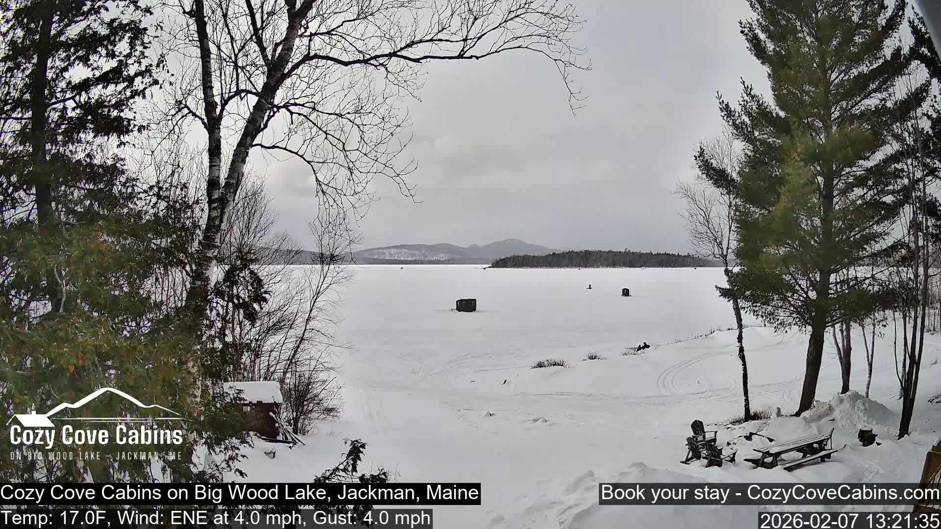 Cozy Cove Cabins, Wood Pond Live Cam - Jackman, Maine,  USA