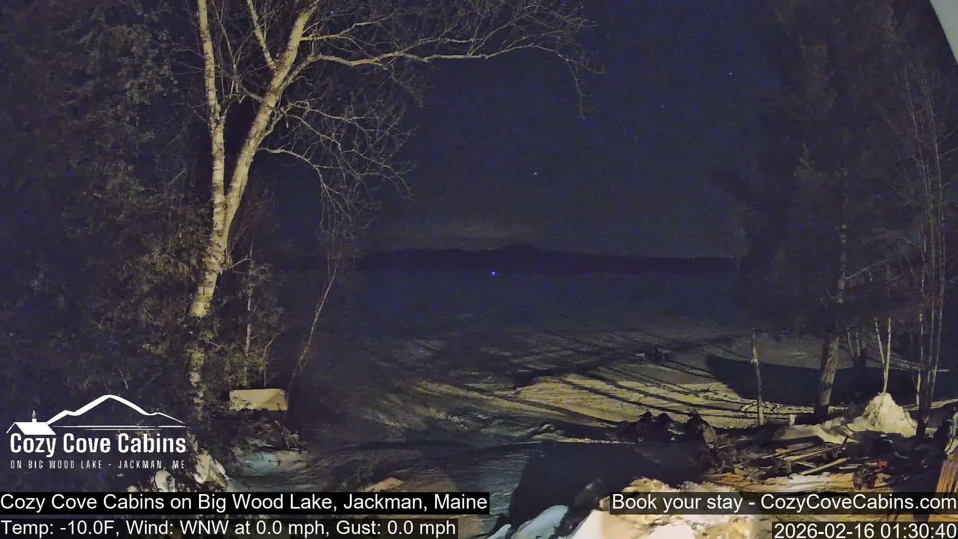 Cozy Cove Cabins, Wood Pond Live Cam - Jackman, Maine,  USA