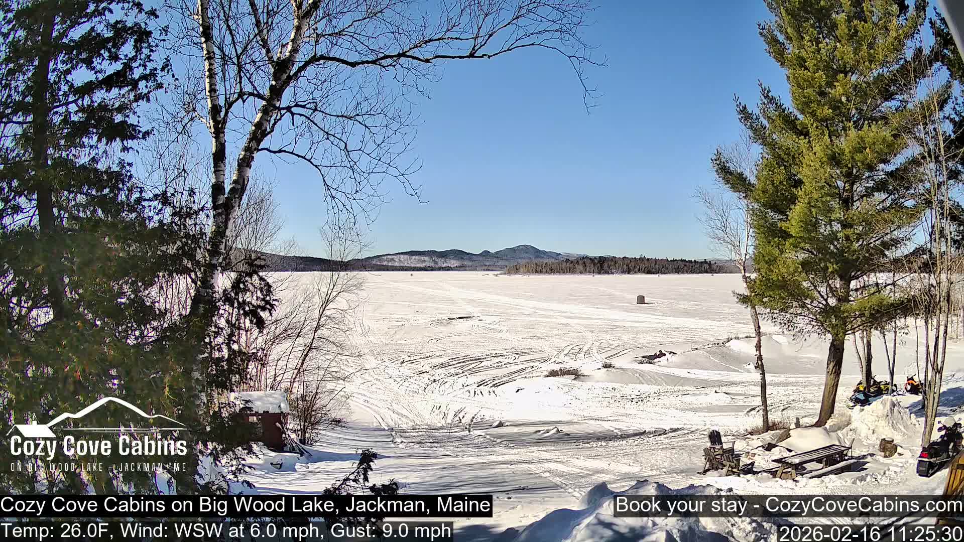 Cozy Cove Cabins, Wood Pond Live Cam - Jackman, Maine,  USA