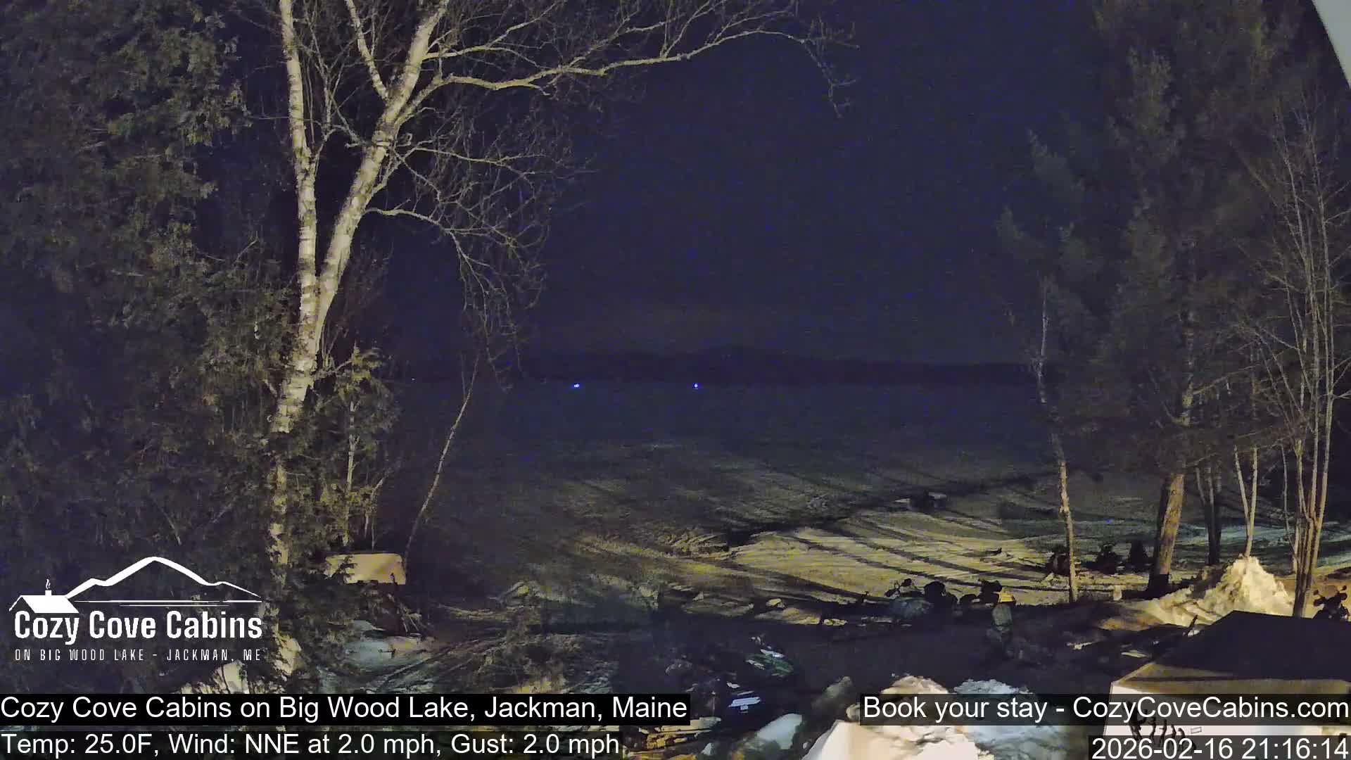 Cozy Cove Cabins, Wood Pond Live Cam - Jackman, Maine,  USA