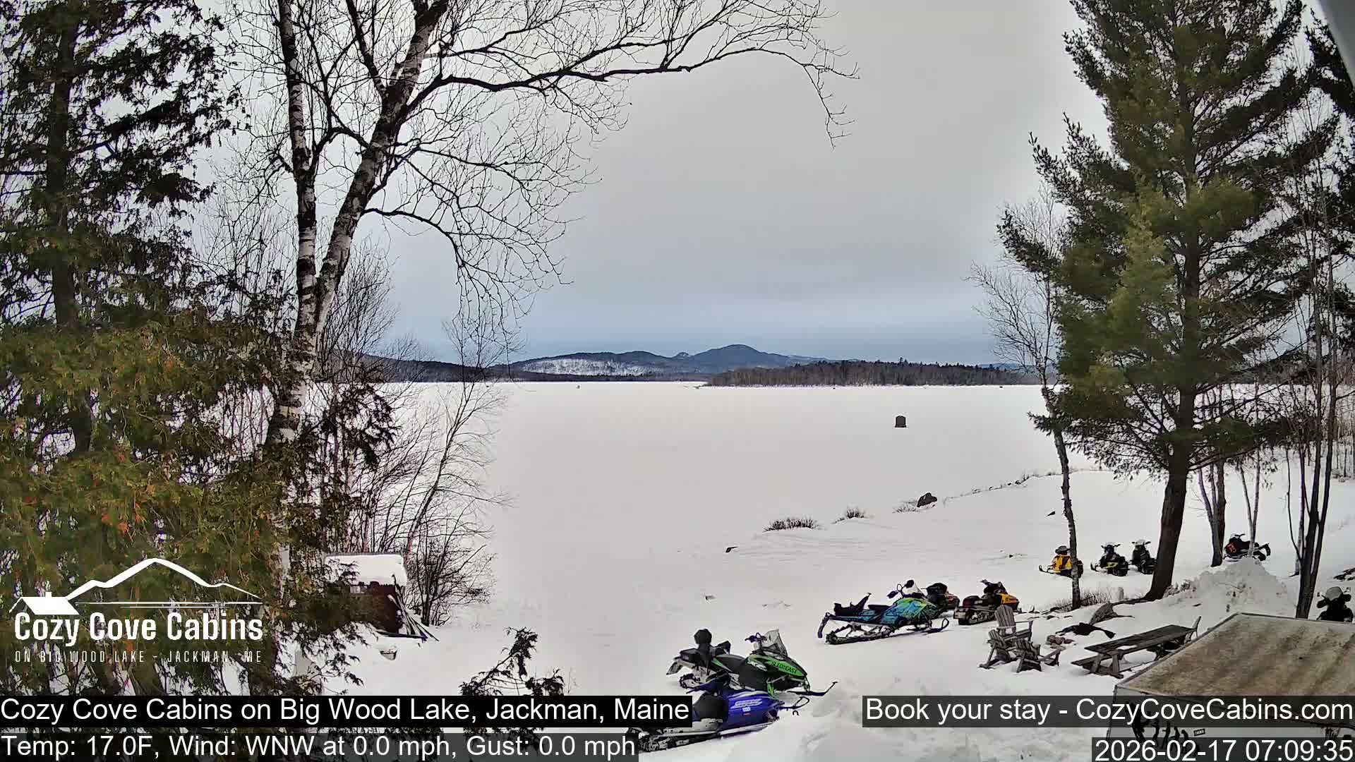Cozy Cove Cabins, Wood Pond Live Cam - Jackman, Maine,  USA