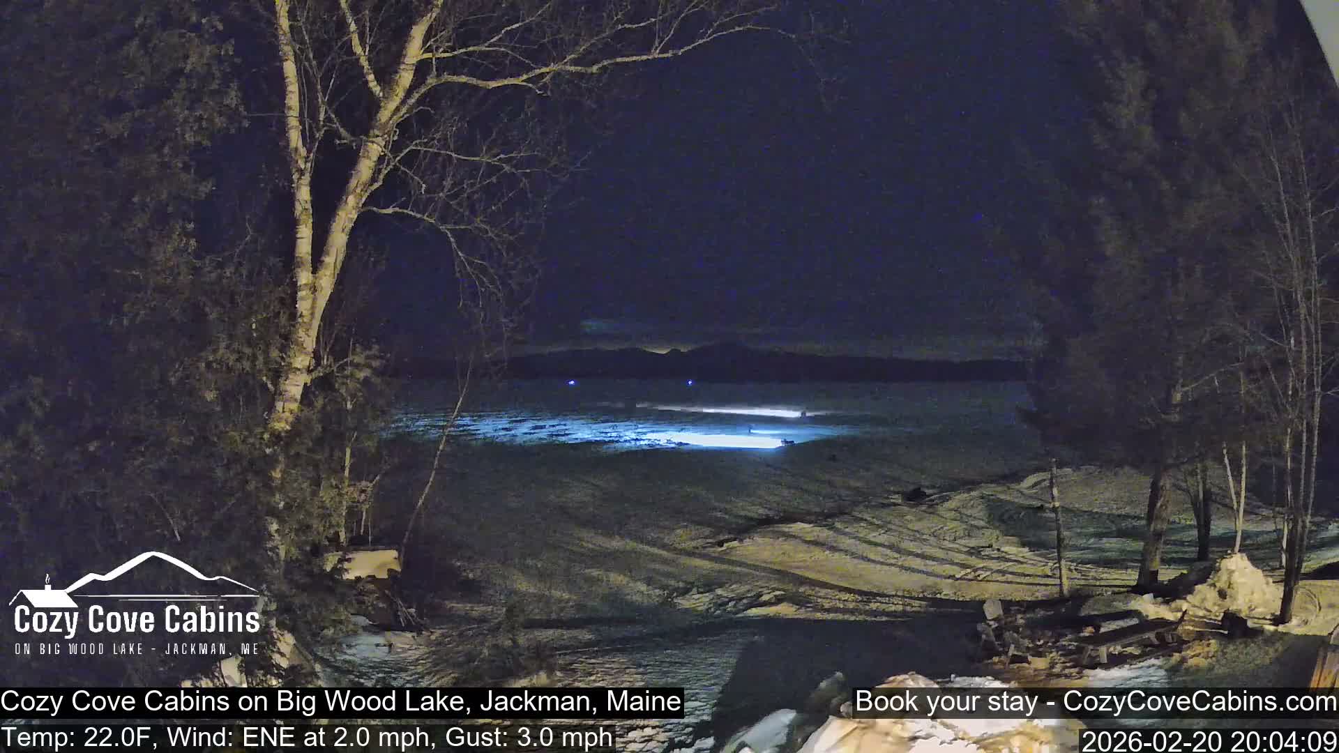 Cozy Cove Cabins, Wood Pond Live Cam - Jackman, Maine,  USA