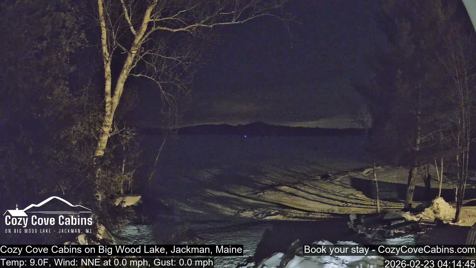 Cozy Cove Cabins, Wood Pond Live Cam - Jackman, Maine,  USA