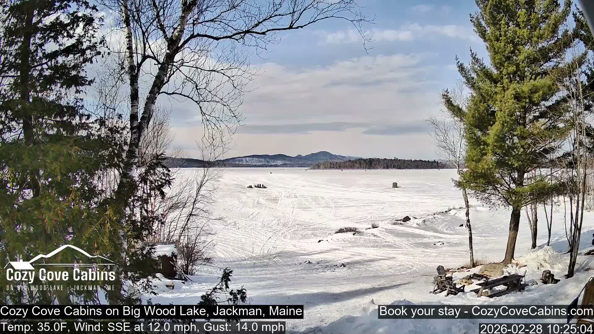 Cozy Cove Cabins, Wood Pond Live Cam - Jackman, Maine,  USA