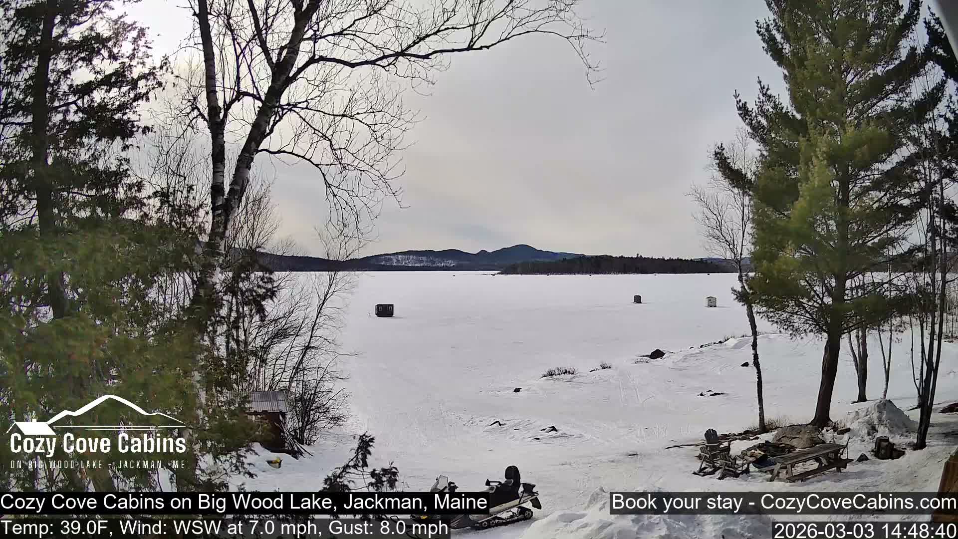 Cozy Cove Cabins, Wood Pond Live Cam - Jackman, Maine,  USA