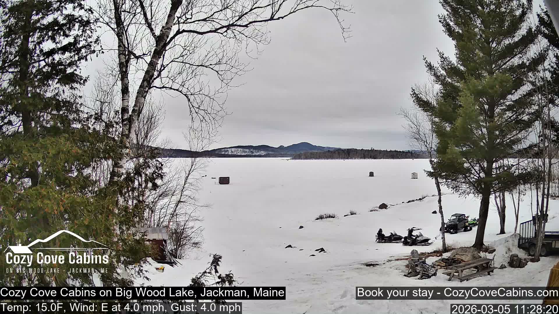 Cozy Cove Cabins, Wood Pond Live Cam - Jackman, Maine,  USA